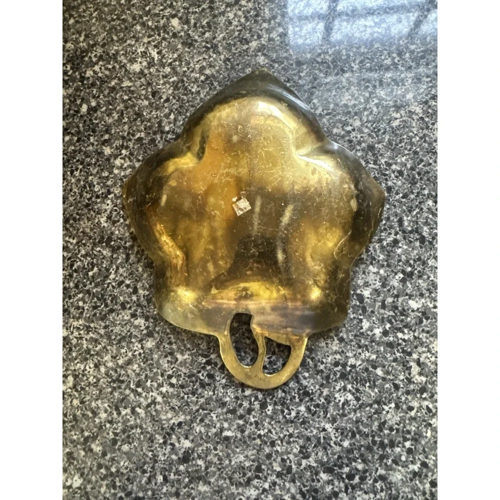 Vintage MCM Solid Brass Grape Leaf Dish TABLETOP‎ Bowl Trinket Tray Decor